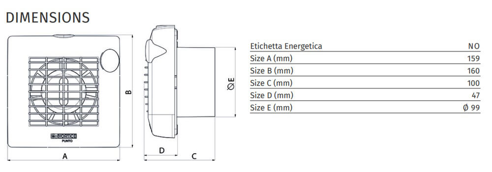 Vortice Punto M 100/4 T 100mm 4" Extractor Fan with Timer