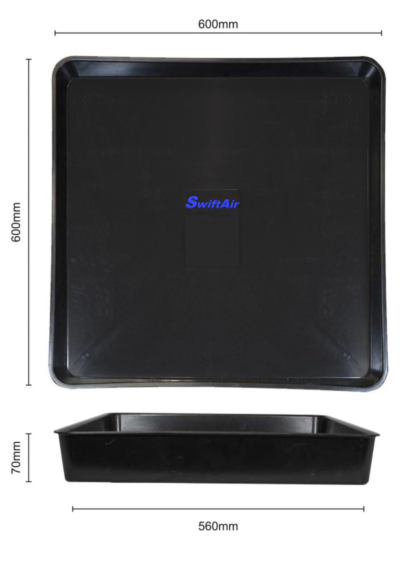 SwiftAir Drip Tray Gravel Tray Garden Tray 60 x 60 x 7 cm - 28 Litres (6.1gal) (24 Inch)