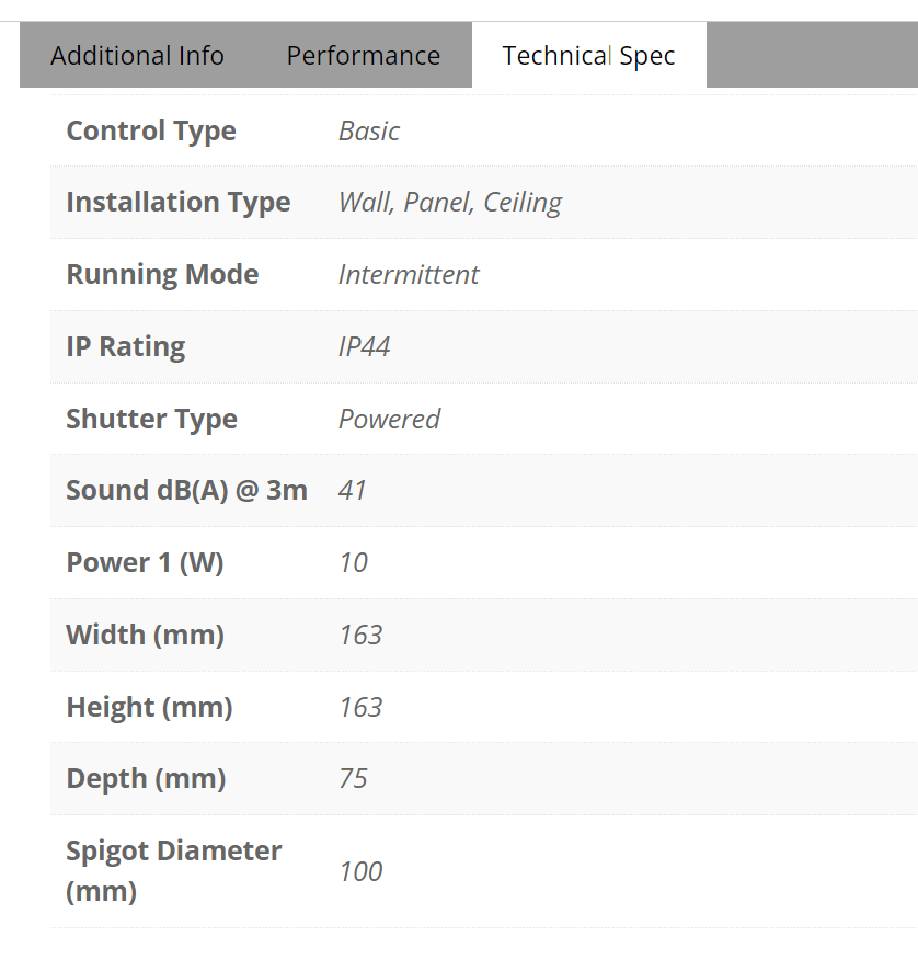 Manrose XF100ALV Auto Shutter - 12V AC (Fan Only)