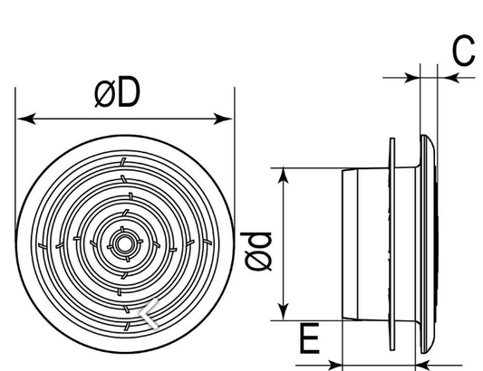 4" 100mm - White Internal Round Grille