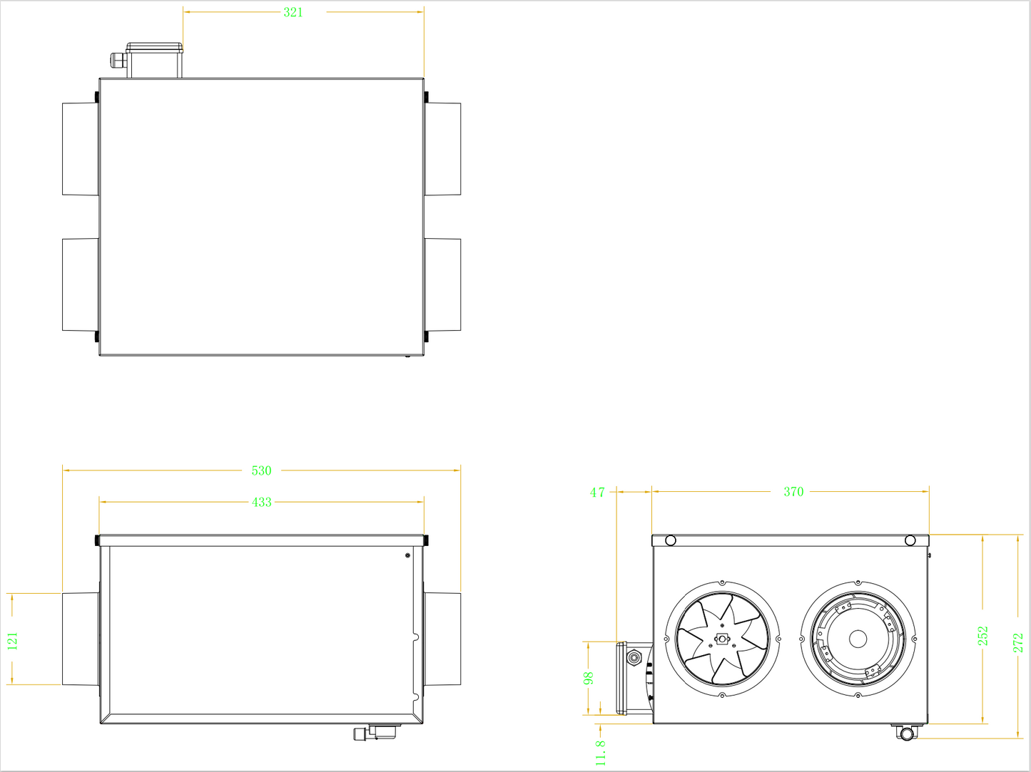 CFLO125 Whole House Heat Recovery Unit 200m3/hr Upto 75% Efficient 3 speed