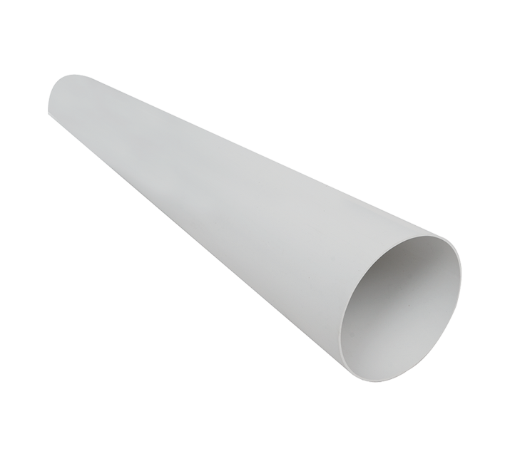 4" 100mm x 2000mm (2 Metre) - Round Plastic PVC Solid Ducting (White)