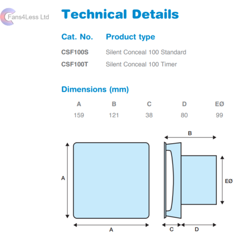 Manrose CSF100 4" 100mm Extractor Fan
