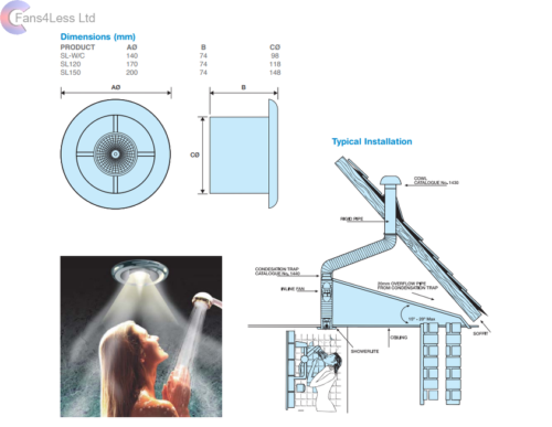 Manrose 4" 6" SLKTC SL-***TC Showerlite Kit