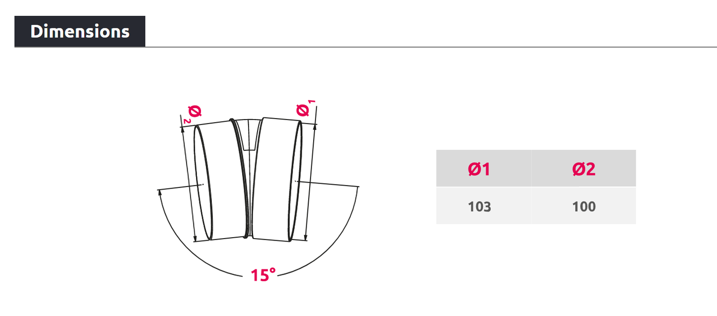 4" 100mm -Ducting 15 Degree Elbow Joint Bend