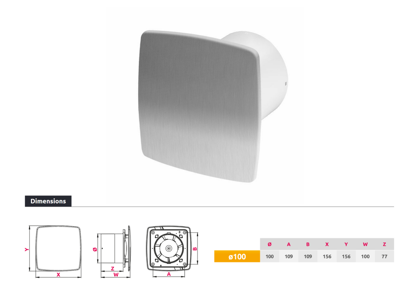 Swiftair SNB Extractor Fan Humidistat White Brushed Chrome 4"