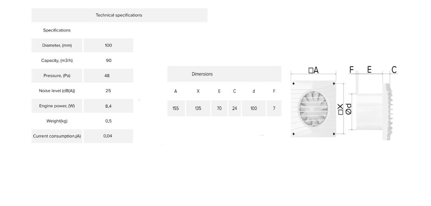 Swiftair SWQ100 Quiet Timer Extractor Fan
