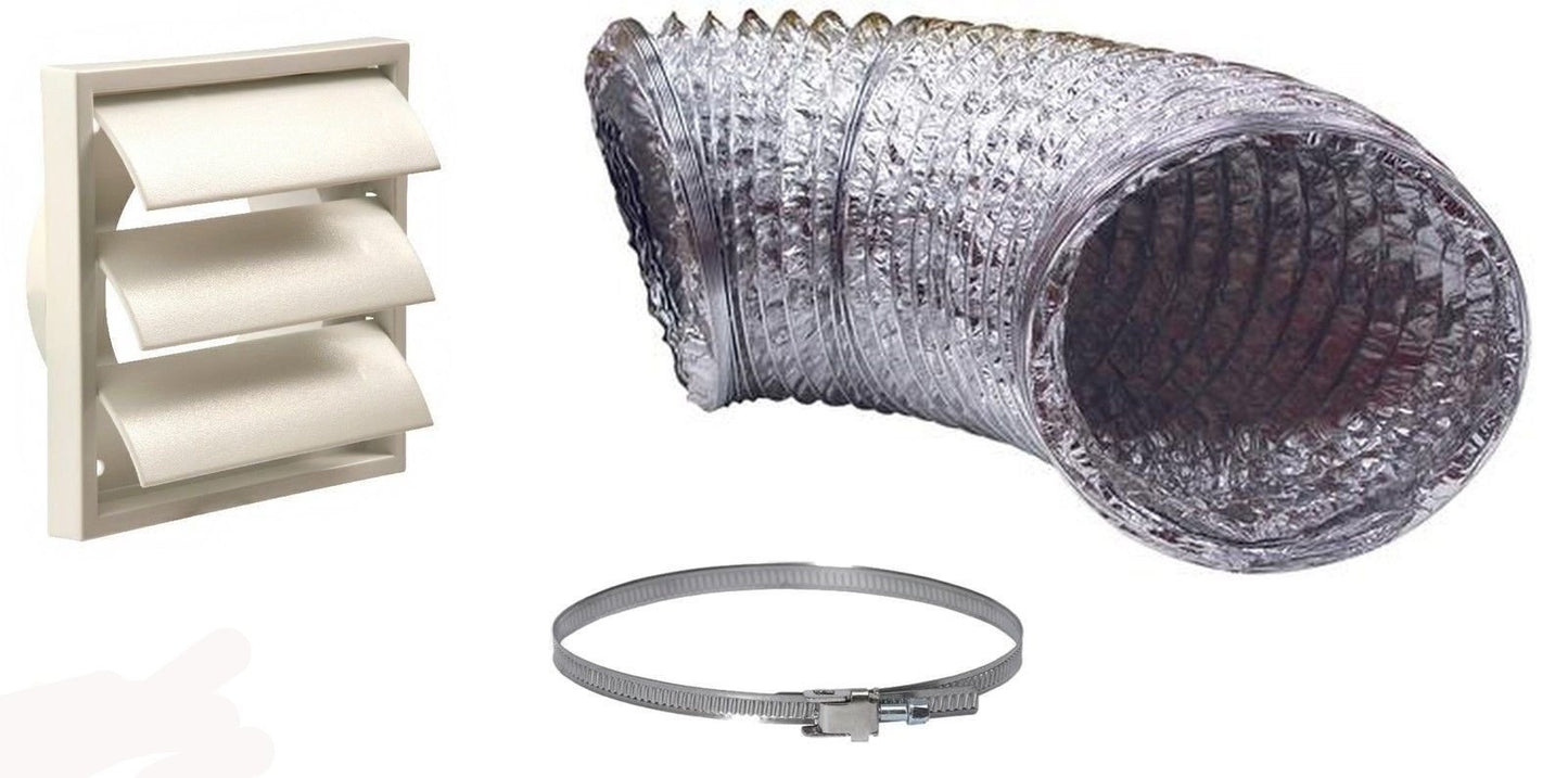 100 (4"), 125 (5") or 150mm (6") Cooker Hood Kit, Kitchen, 5 or 10m Alu Ducting