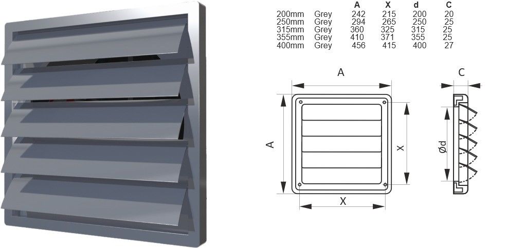 Air Grille Cover Gravity Flap Shutter