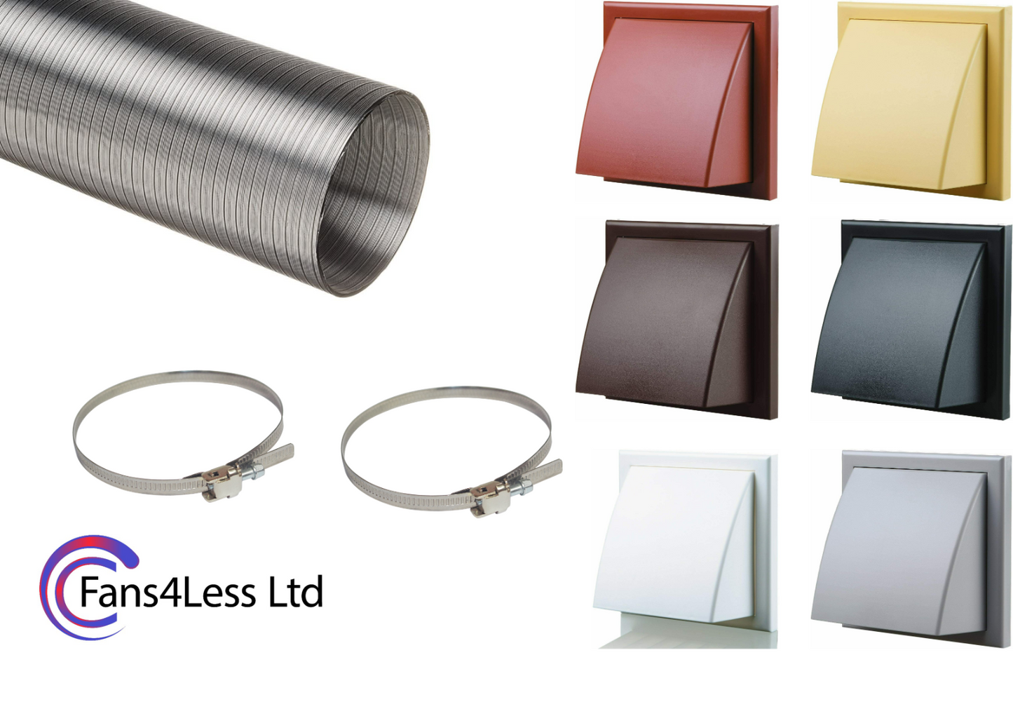 Cooker Hood Duct Cowled Vent Kit Fan Extractor Tumble 100mm 125mm 150mm 4" 5" 6"