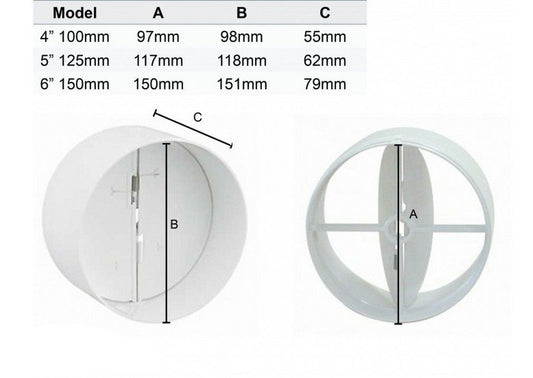 Manrose back draft shutter 1230 1231 1232