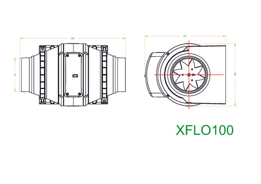 XFLO Inline Duct Extractor Fan Standard or Timer