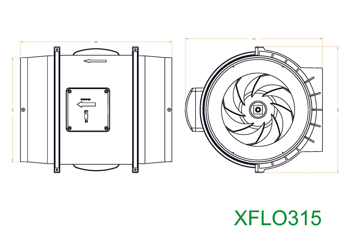 XFLO Inline Duct Extractor Fan Standard or Timer