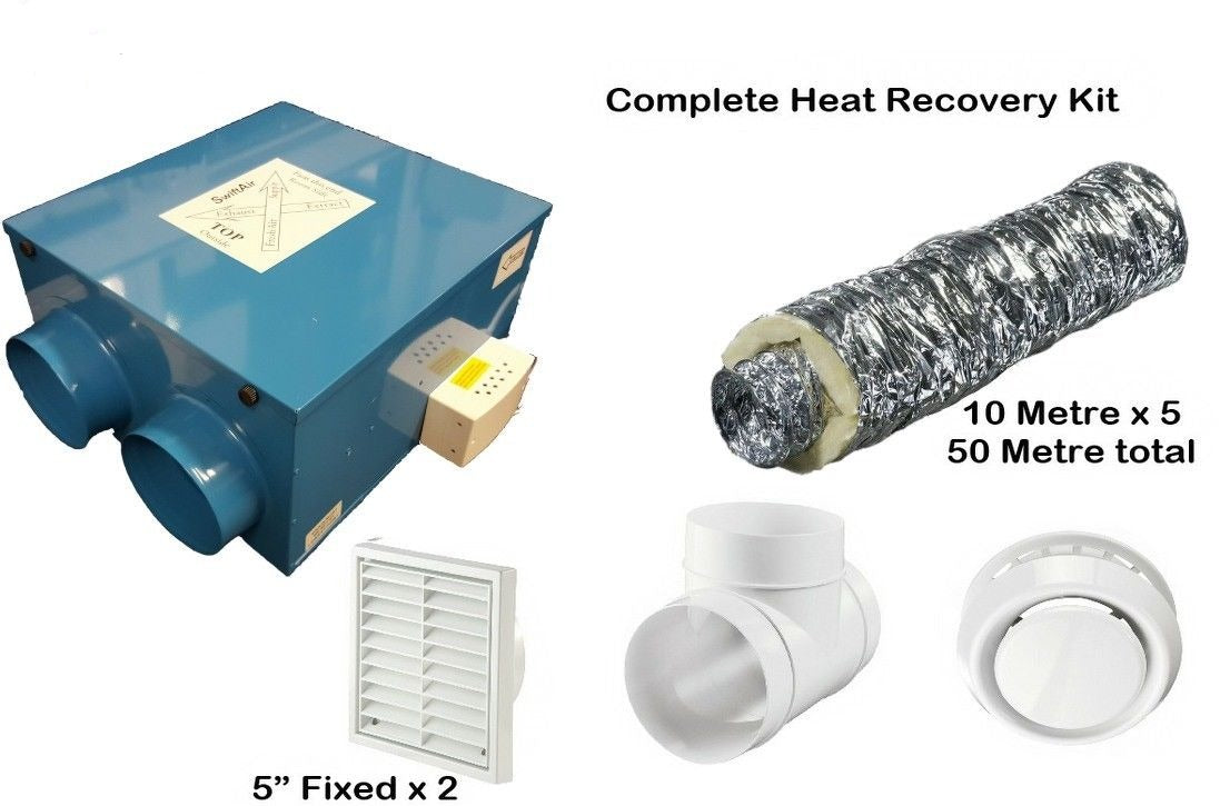 CFLO125 Heat Recovery Ventilation Condensation 5,6, 7 or 8 Rooms Complete Kit