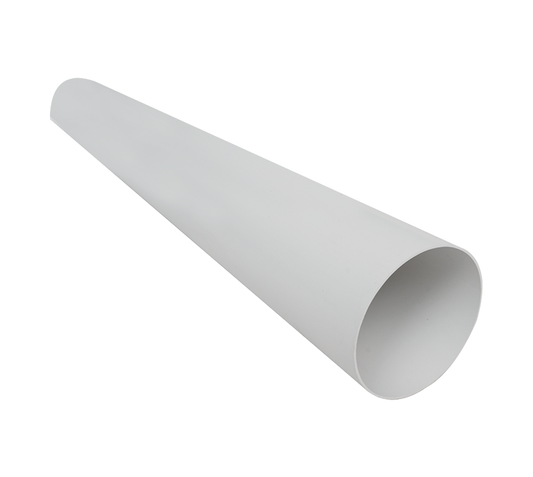 4" 100mm x 2000mm (2 Metre) - Round Plastic PVC Solid Ducting (White)