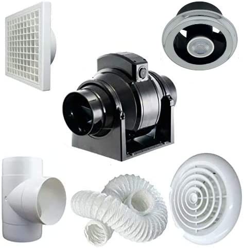 Manrose Complete Bathroom Shower Inline Light Extractor Fan Kit PROCFTSLKCLED