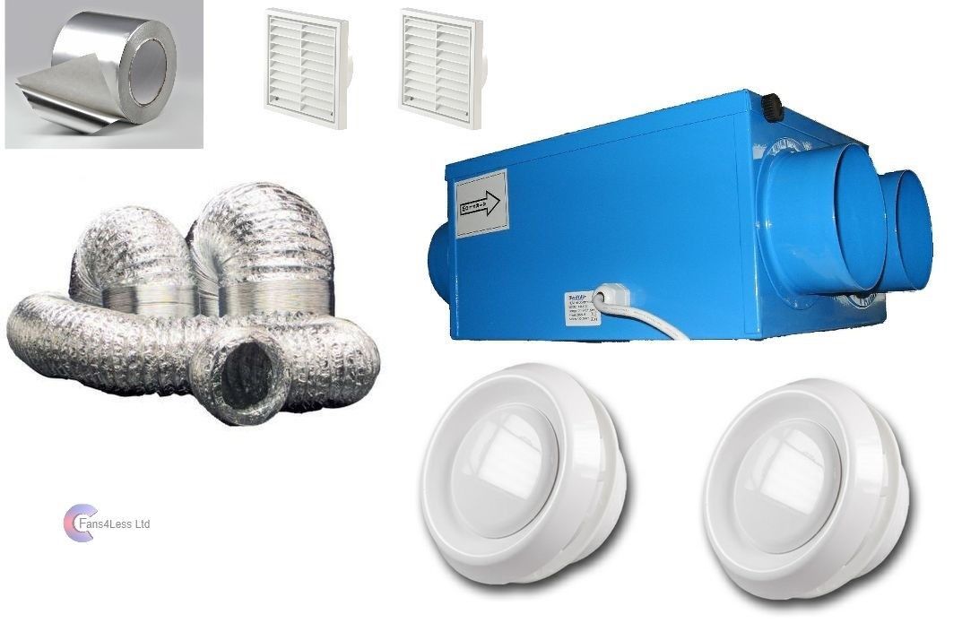 CFLO100 Heat Recovery Bathroom Fan Condensation ventilation complete 1 or 2 room