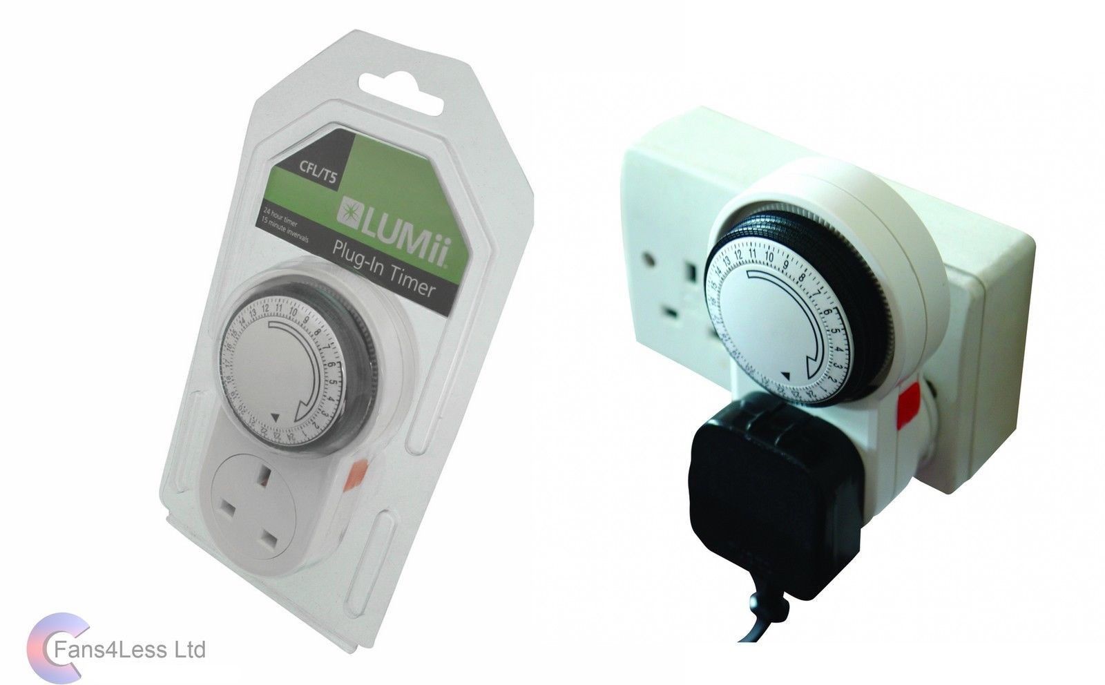 LUMii 24 Hour Plug in Manual Timer Grow Lights Ballasts HPS MH Light Kits & Fans