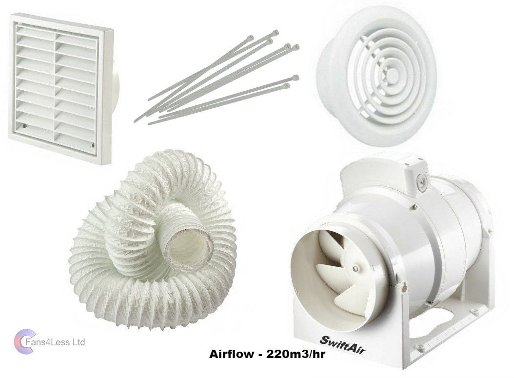 Bathroom Shower Fan Kit Loft Ceiling Mounted Extractor Duct Vent Sofit Timer Std