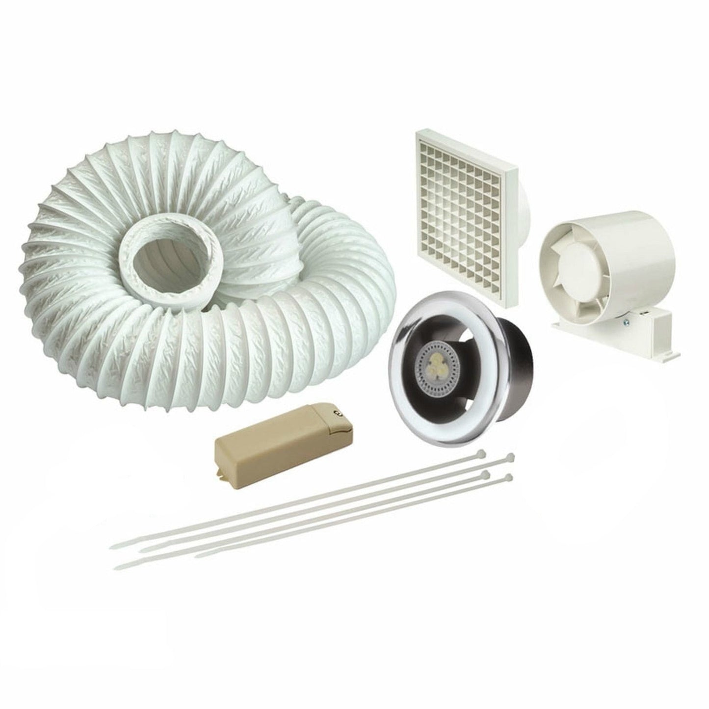 Manrose LEDSLKTC Shower Bathroom Extractor Fan LED Light with Timer 100mm 4"