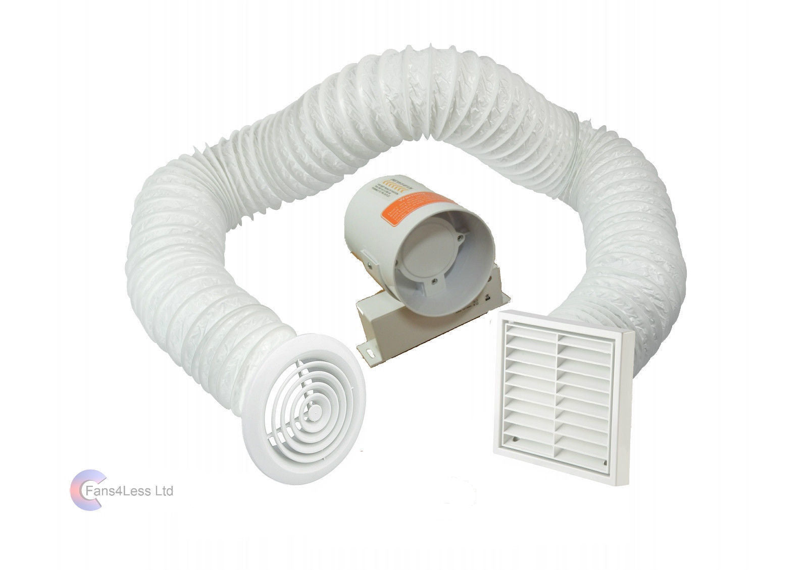 4" Inline Extractor Fan with Timer - Full Kit - Ventilation for Bathroom Shower