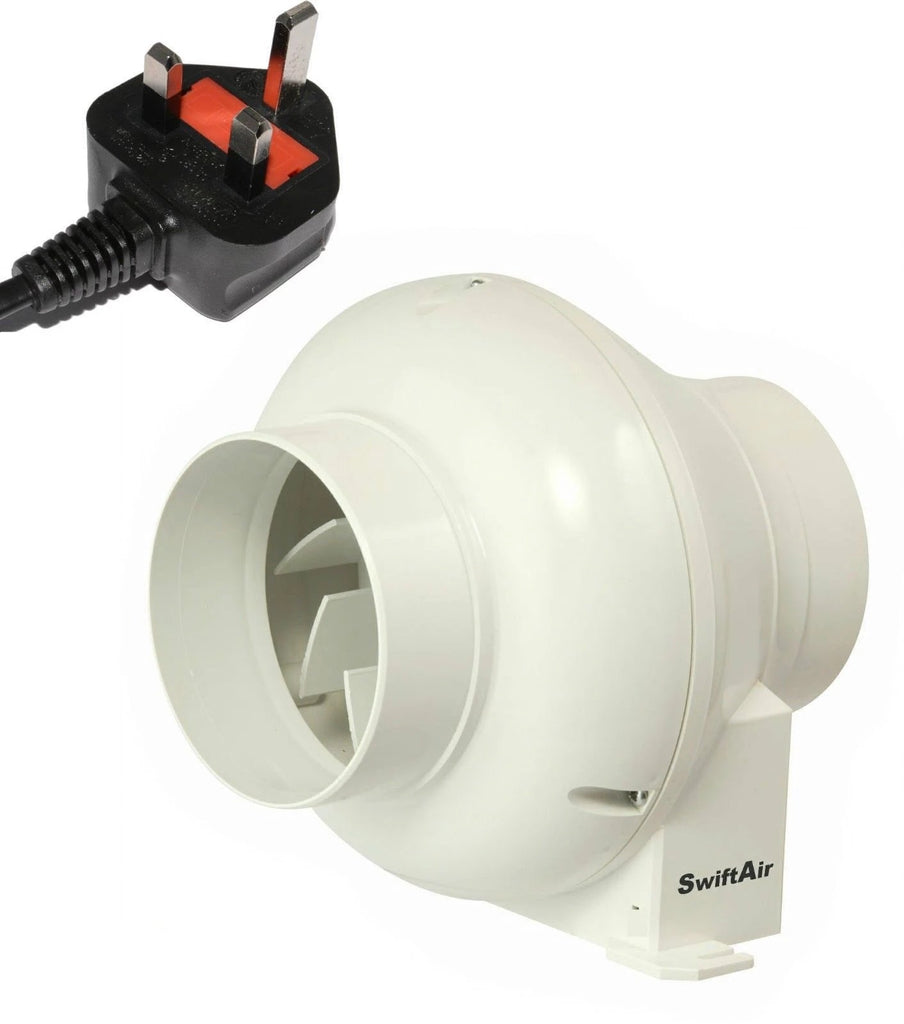 ST100 4" 100mm Inline Bathroom Shower Hydroponics Extractor Fan with UK Plug