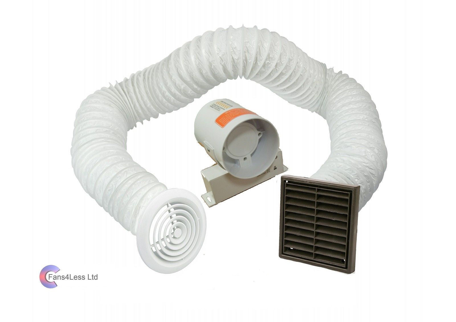 4" Inline Extractor Fan Timer Full Kit Ventilation Bathroom Shower Brown