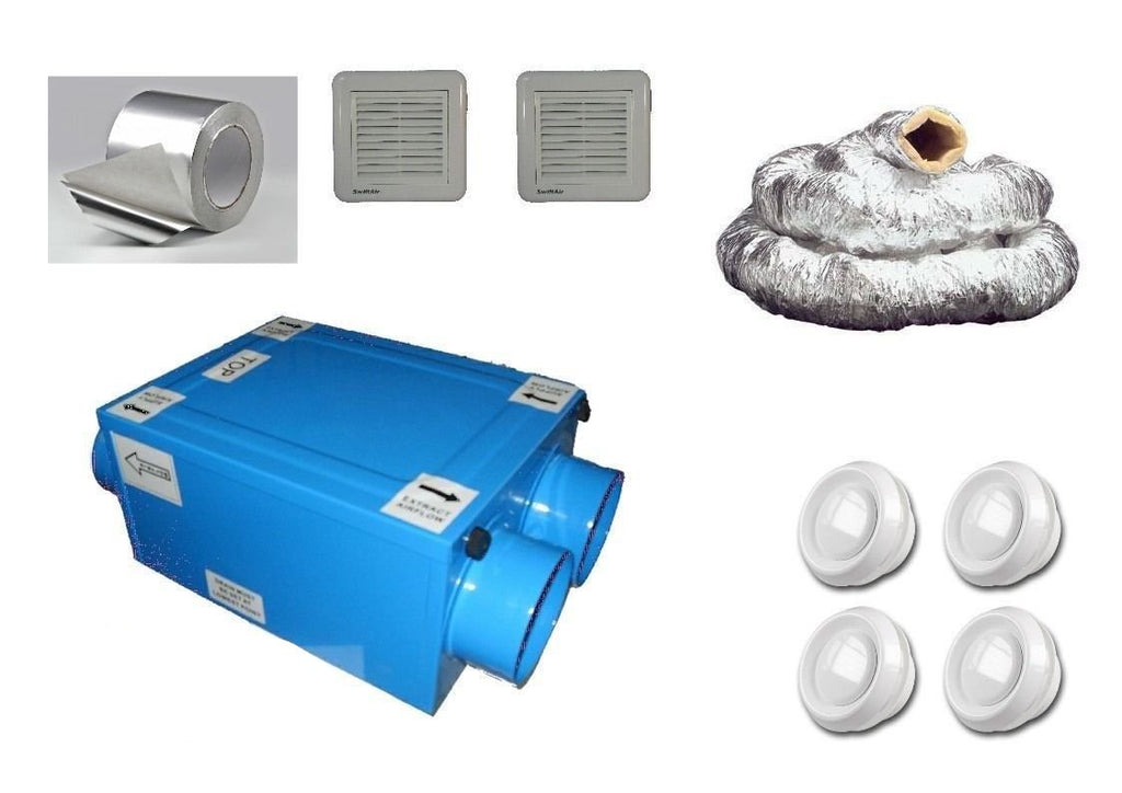 CFLO100 Heat Recovery Ventilation Condensation 1,2,3 or 4 Rooms Complete Kit