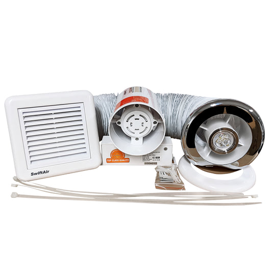 4" light fan bathroom extractor kit