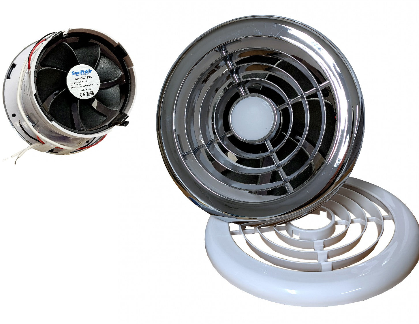 12v 24v DC boat caravan fan with LED light