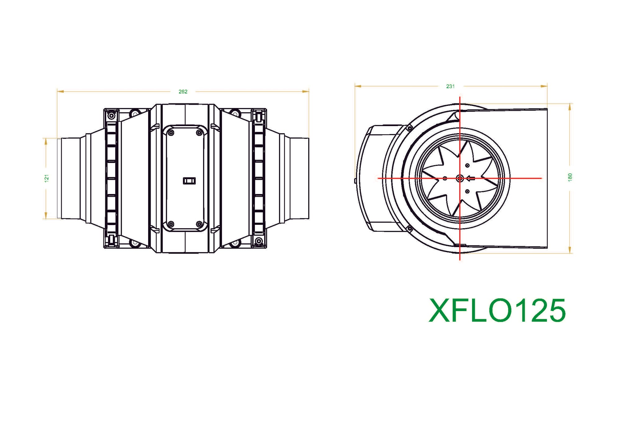 XFLO Inline Duct Extractor Fan Standard or Timer