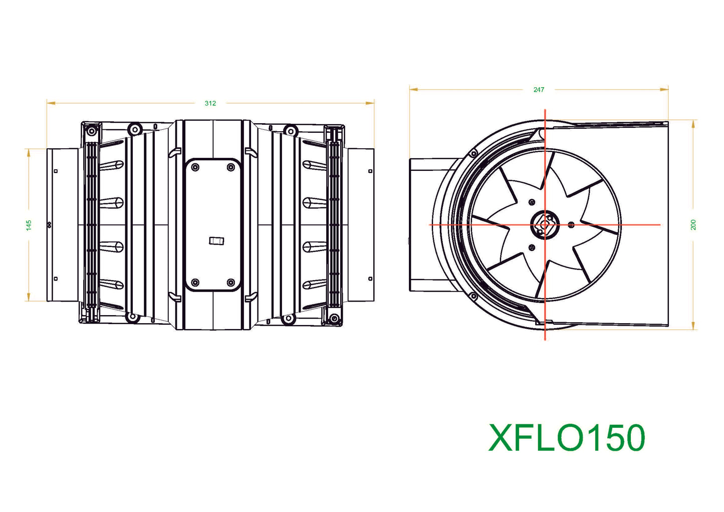XFLO Inline Duct Extractor Fan Standard or Timer