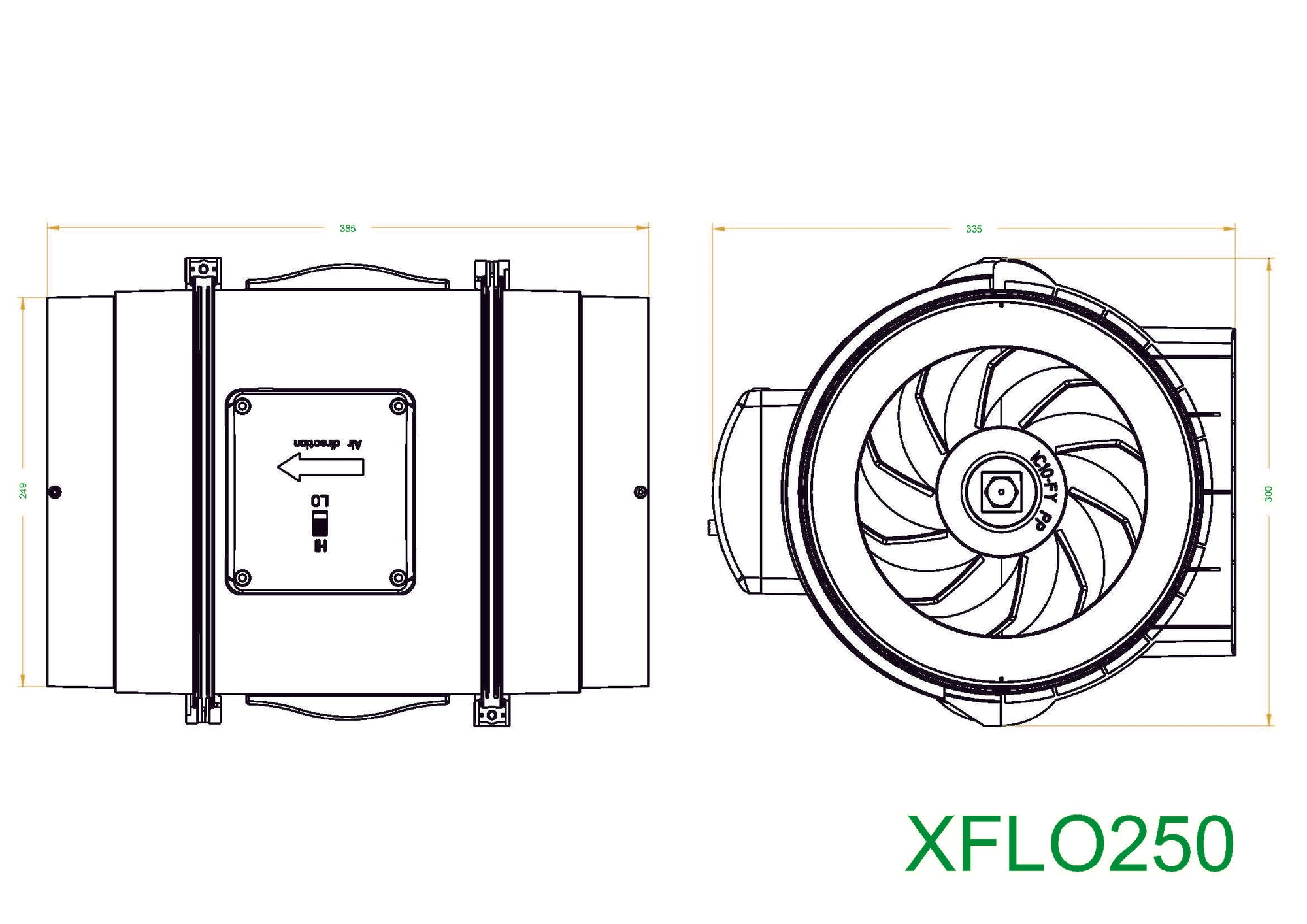 XFLO Inline Duct Extractor Fan Standard or Timer