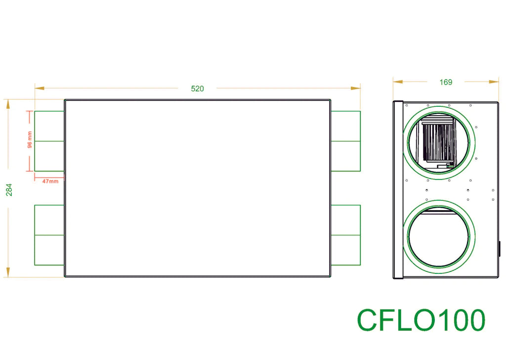 CFLO100 Heat Recovery Unit/Fan Whole House Ventilation System